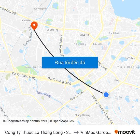 Công Ty Thuốc Lá Thăng Long - 235 Nguyễn Trãi to VinMec Gardenia Clinic map