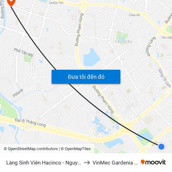 Làng Sinh Viên Hacinco - Nguyễn Tuân to VinMec Gardenia Clinic map