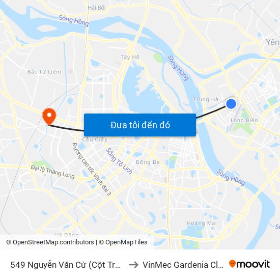 549 Nguyễn Văn Cừ (Cột Trước) to VinMec Gardenia Clinic map