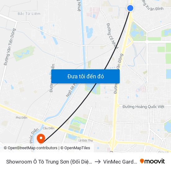 Showroom Ô Tô Trung Sơn (Đối Diện 315 Phạm Văn Đồng) to VinMec Gardenia Clinic map