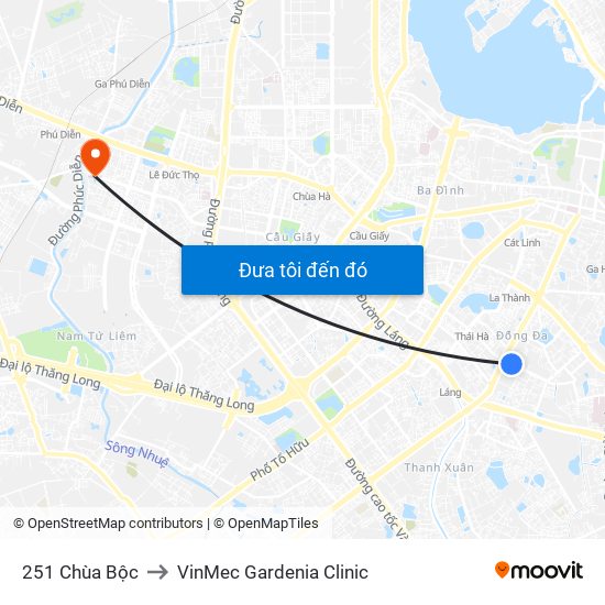 251 Chùa Bộc to VinMec Gardenia Clinic map