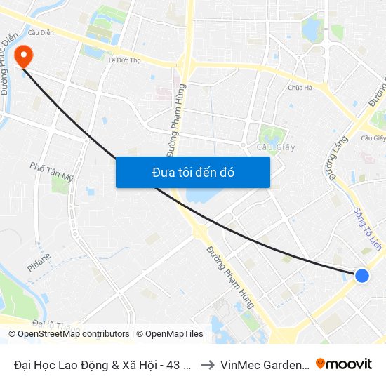 Đại Học Lao Động & Xã Hội - 43 Trần Duy Hưng to VinMec Gardenia Clinic map