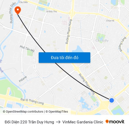 Đối Diện 220 Trần Duy Hưng to VinMec Gardenia Clinic map