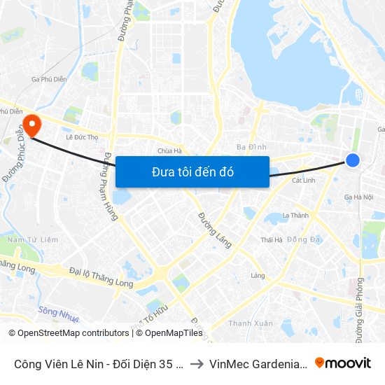 Công Viên Lê Nin - Đối Diện 35 Trần Phú to VinMec Gardenia Clinic map