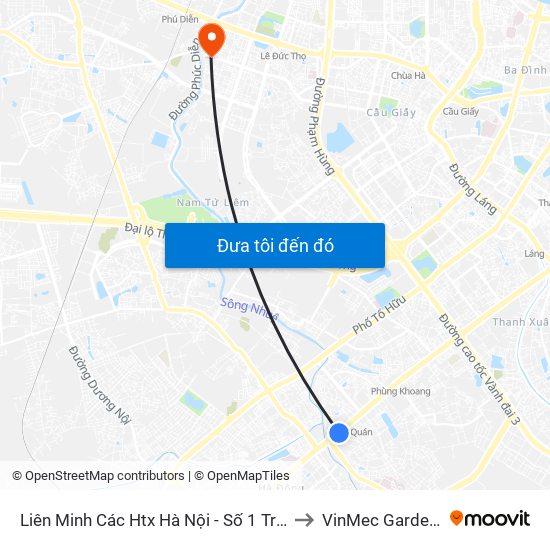 Liên Minh Các Htx Hà Nội - Số 1 Trần Phú (Hà Đông) to VinMec Gardenia Clinic map