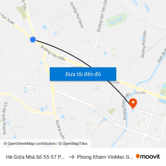 Hè Giữa Nhà Số 55-57 Phố Nhổn to Phòng Khám VinMec Gardenia map