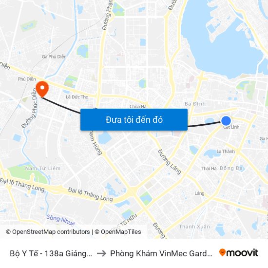 Bộ Y Tế - 138a Giảng Võ to Phòng Khám VinMec Gardenia map