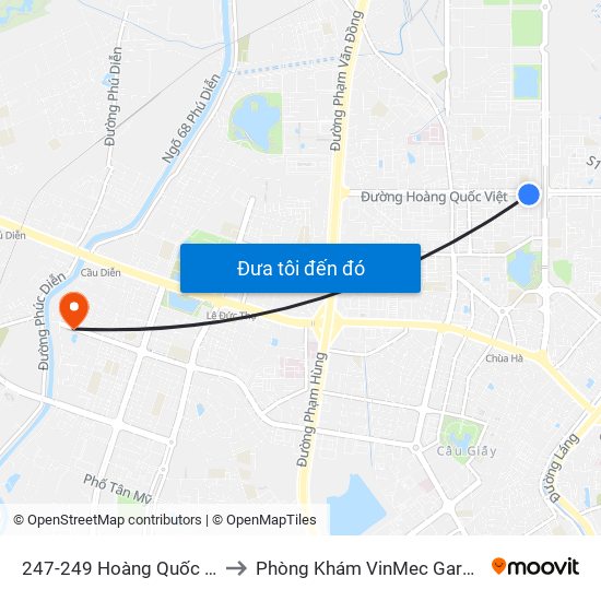 247-249 Hoàng Quốc Việt to Phòng Khám VinMec Gardenia map