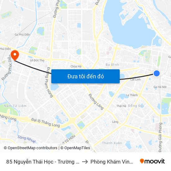 85 Nguyễn Thái Học - Trường Th Lý Thường Kiệt to Phòng Khám VinMec Gardenia map