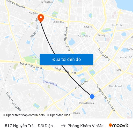 517 Nguyễn Trãi - Đối Diện Đại Học Hà Nội to Phòng Khám VinMec Gardenia map