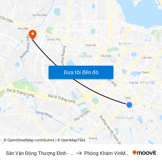 Sân Vận Động Thượng Đình - 129 Nguyễn Trãi to Phòng Khám VinMec Gardenia map