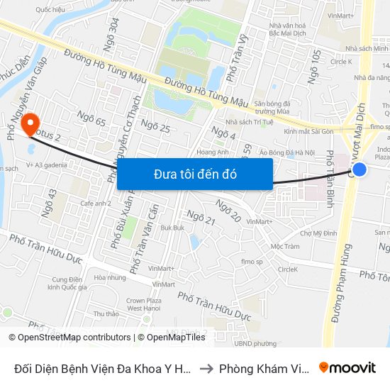 Đối Diện Bệnh Viện Đa Khoa Y Học Cổ Truyền - Phạm Hùng to Phòng Khám VinMec Gardenia map