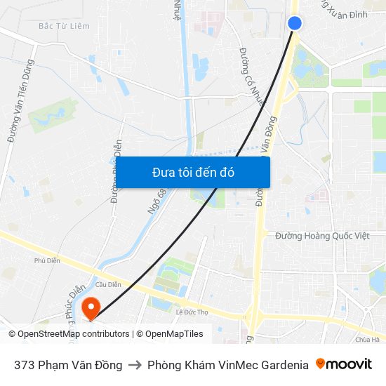 373 Phạm Văn Đồng to Phòng Khám VinMec Gardenia map