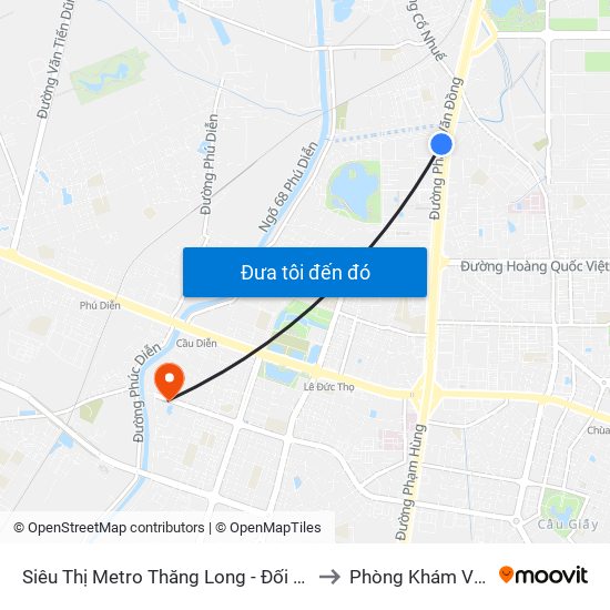 Siêu Thị Metro Thăng Long - Đối Diện Ngõ 599 Phạm Văn Đồng to Phòng Khám VinMec Gardenia map