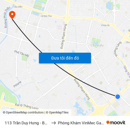 113 Trần Duy Hưng - Bộ Khcn to Phòng Khám VinMec Gardenia map