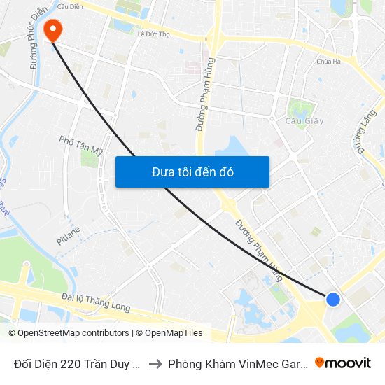 Đối Diện 220 Trần Duy Hưng to Phòng Khám VinMec Gardenia map