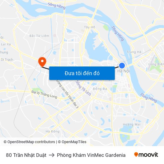 80 Trần Nhật Duật to Phòng Khám VinMec Gardenia map