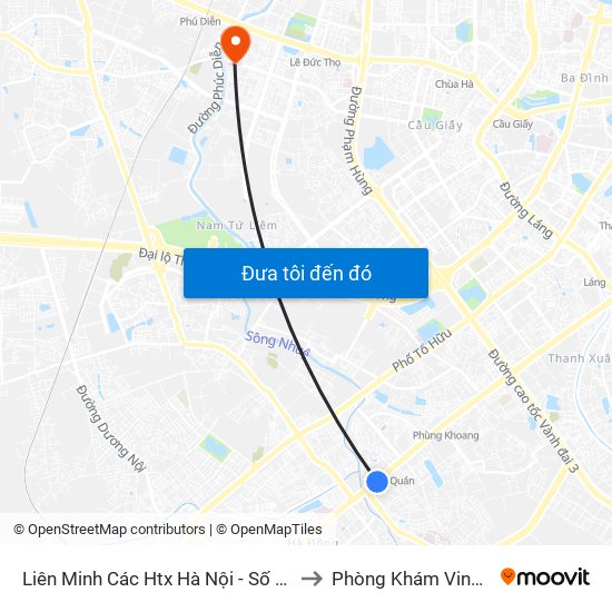 Liên Minh Các Htx Hà Nội - Số 1 Trần Phú (Hà Đông) to Phòng Khám VinMec Gardenia map