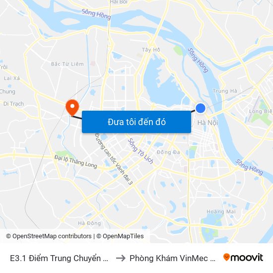 E3.1 Điểm Trung Chuyển Long Biên to Phòng Khám VinMec Gardenia map