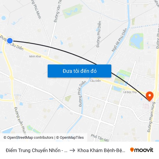 Điểm Trung Chuyển Nhổn - Trường Đại Học Công Nghiệp Hà Nội - Đường 32 to Khoa Khám Bệnh-Bệnh Viện Đa Khoa Y Học Cổ Truyền-Hà Nội map