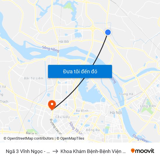 Ngã 3 Vĩnh Ngọc - Km 9+230 Quốc Lộ 3 to Khoa Khám Bệnh-Bệnh Viện Đa Khoa Y Học Cổ Truyền-Hà Nội map