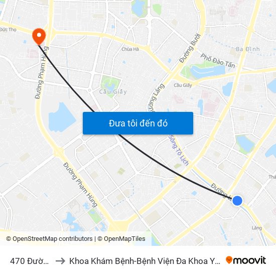 470 Đường Láng to Khoa Khám Bệnh-Bệnh Viện Đa Khoa Y Học Cổ Truyền-Hà Nội map