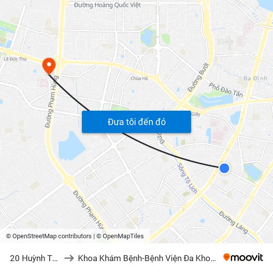 20 Huỳnh Thúc Kháng to Khoa Khám Bệnh-Bệnh Viện Đa Khoa Y Học Cổ Truyền-Hà Nội map