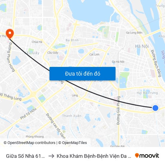 Giữa Số Nhà 613-615 Kim Ngưu to Khoa Khám Bệnh-Bệnh Viện Đa Khoa Y Học Cổ Truyền-Hà Nội map