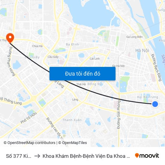 Số 377 Kim Ngưu to Khoa Khám Bệnh-Bệnh Viện Đa Khoa Y Học Cổ Truyền-Hà Nội map