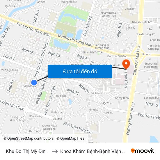 Khu Đô Thị Mỹ Đình Ii- Nguyễn Cơ Thạch to Khoa Khám Bệnh-Bệnh Viện Đa Khoa Y Học Cổ Truyền-Hà Nội map