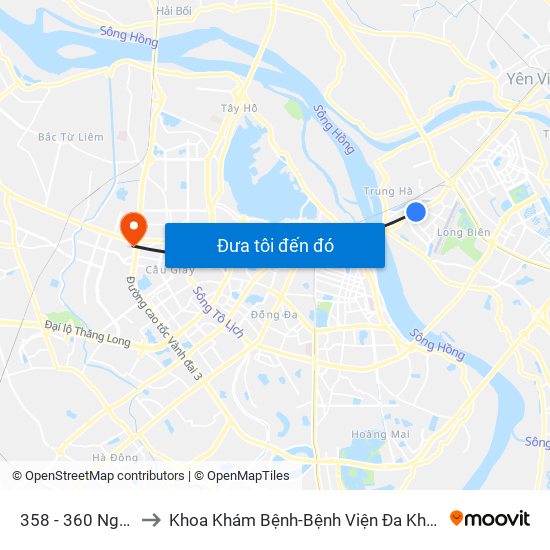 358 - 360 Nguyễn Văn Cừ to Khoa Khám Bệnh-Bệnh Viện Đa Khoa Y Học Cổ Truyền-Hà Nội map