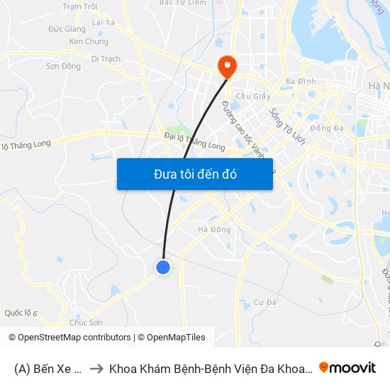 (A) Bến Xe Yên Nghĩa to Khoa Khám Bệnh-Bệnh Viện Đa Khoa Y Học Cổ Truyền-Hà Nội map