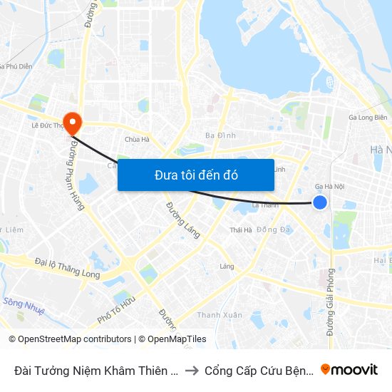 Đài Tưởng Niệm Khâm Thiên - 45 Khâm Thiên to Cổng Cấp Cứu Bệnh Viện 19-8 map