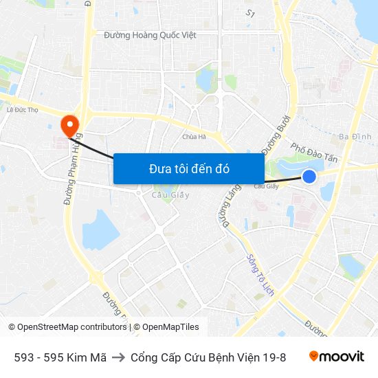 593 - 595 Kim Mã to Cổng Cấp Cứu Bệnh Viện 19-8 map