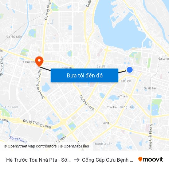 Hè Trước Tòa Nhà Pta - Số 1 Kim Mã to Cổng Cấp Cứu Bệnh Viện 19-8 map