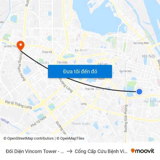 Đối Diện Vincom Tower - Bà Triệu to Cổng Cấp Cứu Bệnh Viện 19-8 map
