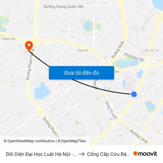 Đối Diện Đại Học Luật Hà Nội - Nguyễn Chí Thanh to Cổng Cấp Cứu Bệnh Viện 19-8 map