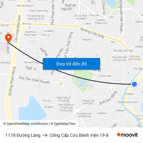 1178 Đường Láng to Cổng Cấp Cứu Bệnh Viện 19-8 map