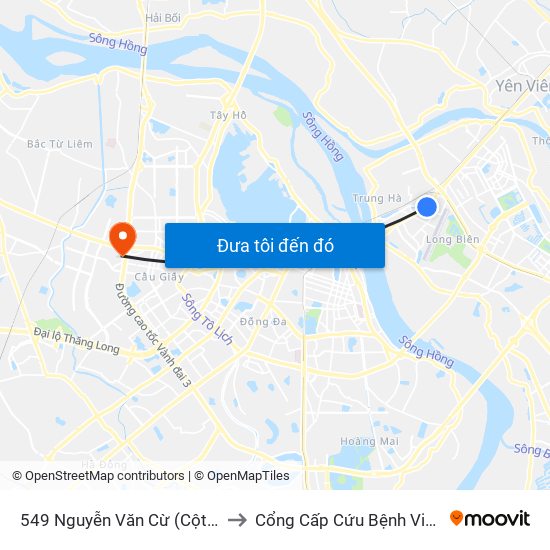 549 Nguyễn Văn Cừ (Cột Trước) to Cổng Cấp Cứu Bệnh Viện 19-8 map