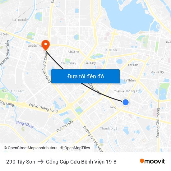 290 Tây Sơn to Cổng Cấp Cứu Bệnh Viện 19-8 map