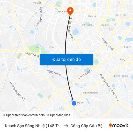 Khách Sạn Sông Nhuệ (148 Trần Phú- Hà Đông) to Cổng Cấp Cứu Bệnh Viện 19-8 map