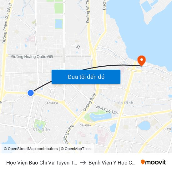 Học Viện Báo Chí Và Tuyên Truyền - 36 Xuân Thủy to Bệnh Viện Y Học Cổ Truyền Nam Á map