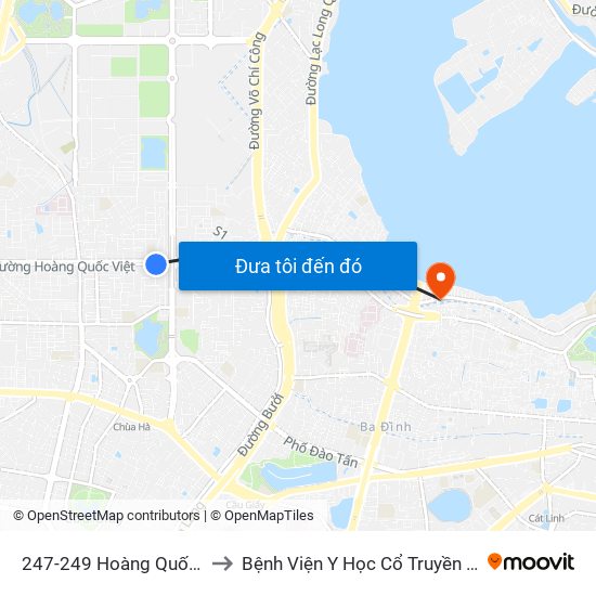 247-249 Hoàng Quốc Việt to Bệnh Viện Y Học Cổ Truyền Nam Á map