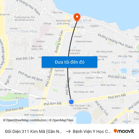 Đối Diện 311 Kim Mã (Gần Ngã 4 Kim Mã - Vạn Bảo) to Bệnh Viện Y Học Cổ Truyền Nam Á map