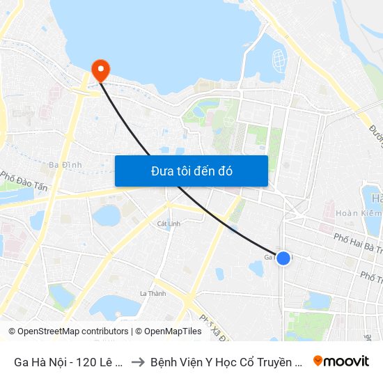 Ga Hà Nội - 120 Lê Duẩn to Bệnh Viện Y Học Cổ Truyền Nam Á map