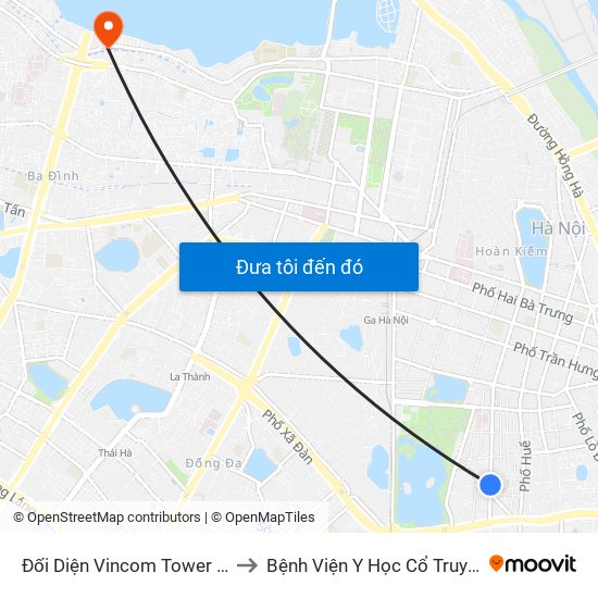 Đối Diện Vincom Tower - Bà Triệu to Bệnh Viện Y Học Cổ Truyền Nam Á map