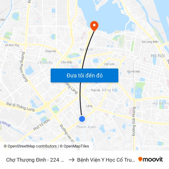 Chợ Thượng Đình - 224 Nguyễn Trãi to Bệnh Viện Y Học Cổ Truyền Nam Á map