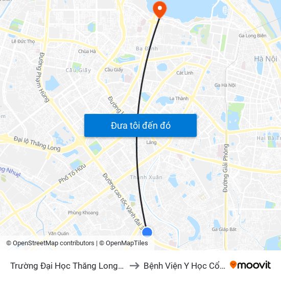 Trường Đại Học Thăng Long - Nghiêm Xuân Yêm to Bệnh Viện Y Học Cổ Truyền Nam Á map