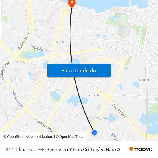 251 Chùa Bộc to Bệnh Viện Y Học Cổ Truyền Nam Á map