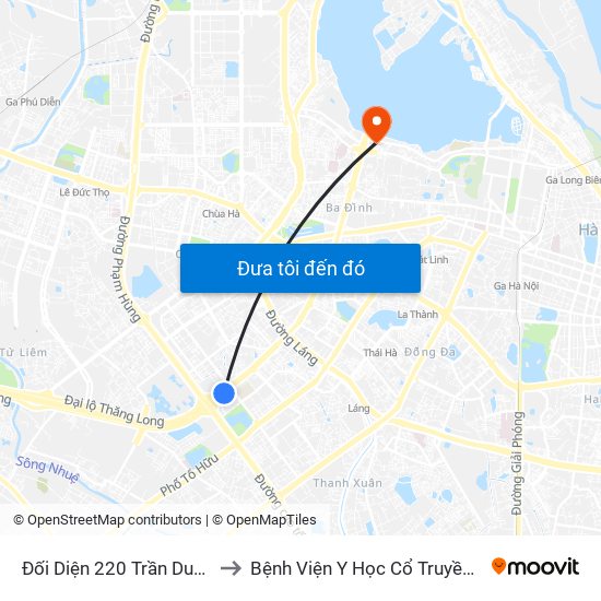 Đối Diện 220 Trần Duy Hưng to Bệnh Viện Y Học Cổ Truyền Nam Á map